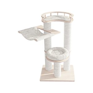 HONEYPOTCAT Leisure Loft With Hammock & Scratch Post - White Velvet - 127cm