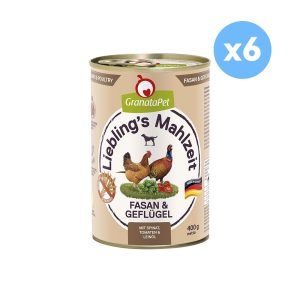 GRANATAPET Liebling's Mahlzeit Pheasant & Poultry Dog Wet Food 400gX6