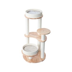 HONEYPOTCAT MZ Simple Joy Wood Cat Tower - Double Delight 110cm