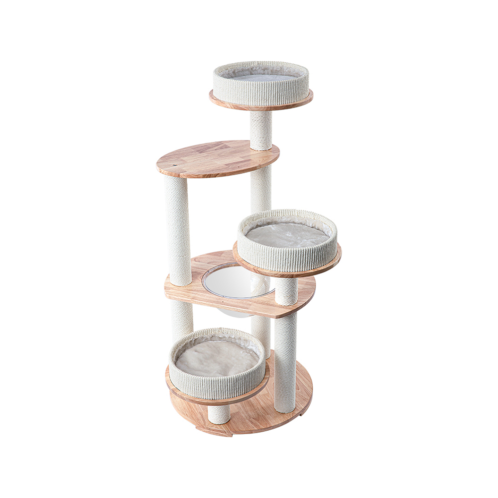 HONEYPOTCAT MZ Simple Joy Wood Cat Tower - Triple Charm 131cm