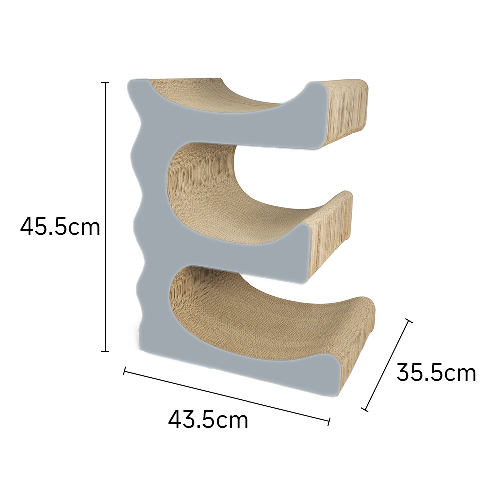 ZODIAC Grey E-shaped Cat Scratcher 43.5x45.5x35.5cm - Image 3