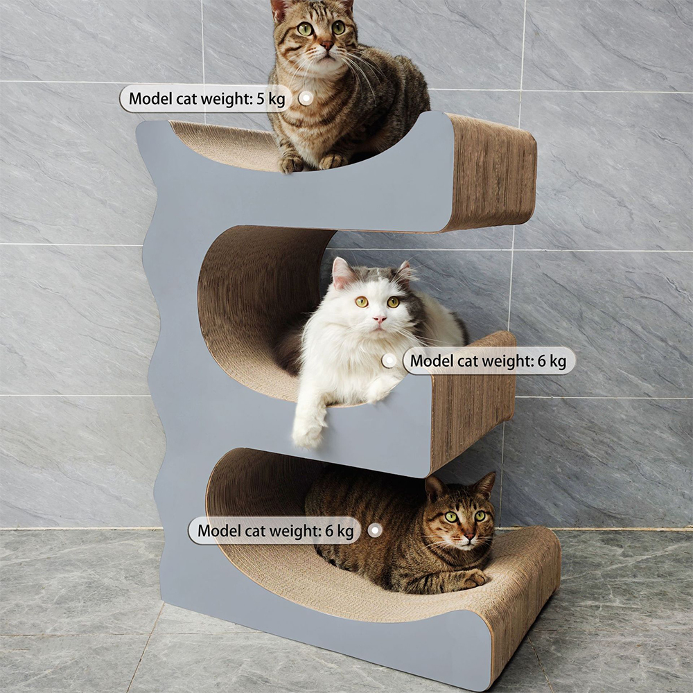 ZODIAC Grey E-shaped Cat Scratcher 43.5x45.5x35.5cm - Image 2