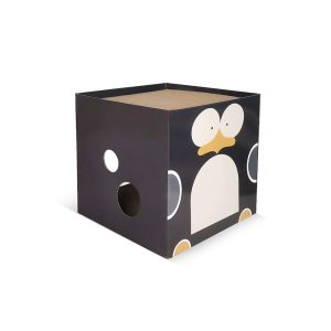 ZODIAC Square black penguin-shaped Cat Scratcher 40x40x40cm