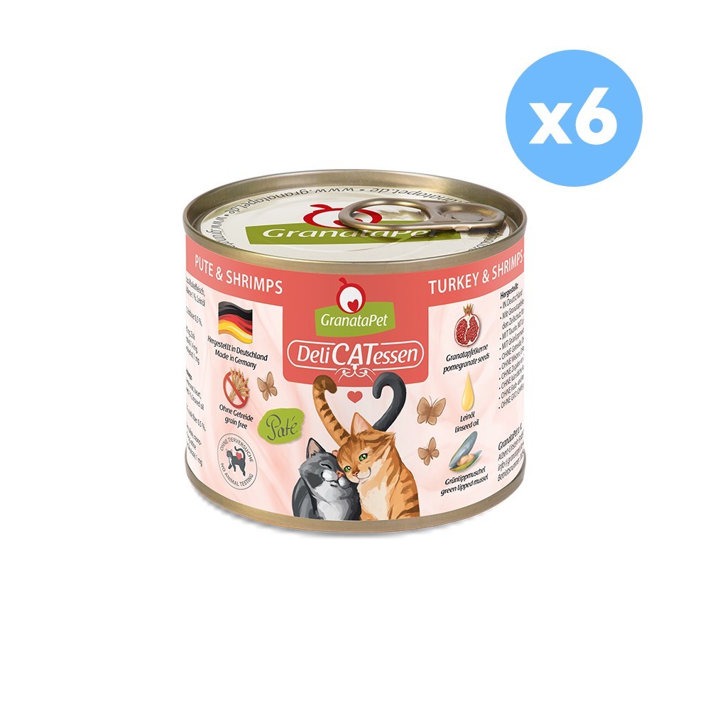 GRANATAPET Delicatessen Turkey & Shrimps Cat Wet Food 200gX6