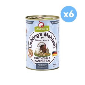 GRANATAPET Liebling's Mahlzeit Turkey & Coney Puppy Wet Food 400gX6