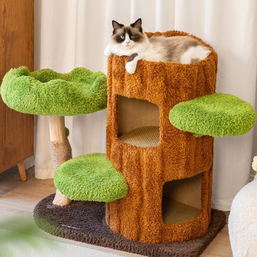 CMISSTREE Two-Level Tree Hollow Solid Wood Cat Tree - Image 14