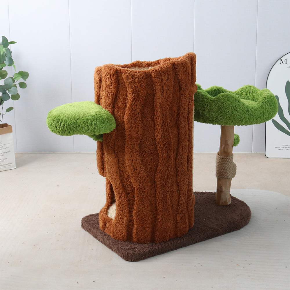 CMISSTREE Two-Level Tree Hollow Solid Wood Cat Tree - Image 4