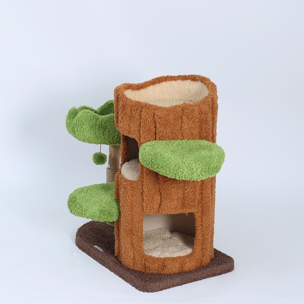CMISSTREE Two-Level Tree Hollow Solid Wood Cat Tree - Image 8