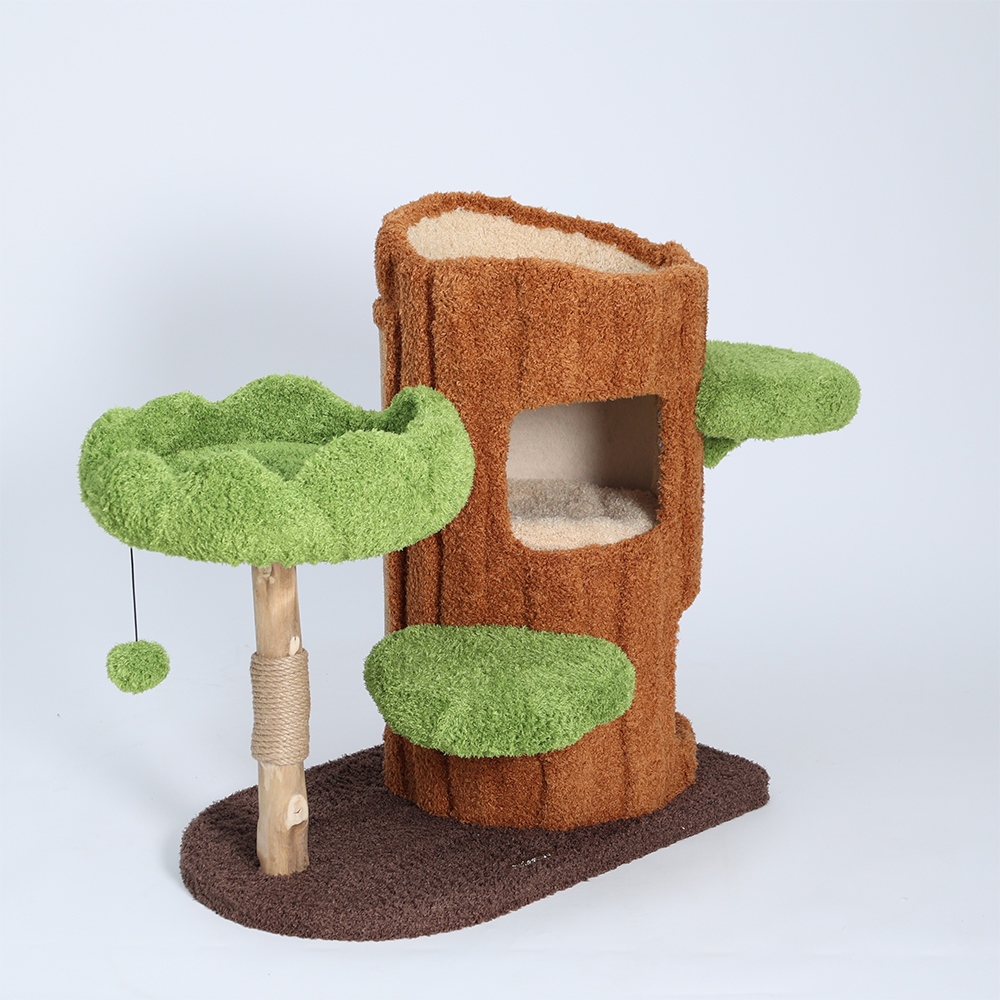 CMISSTREE Two-Level Tree Hollow Solid Wood Cat Tree - Image 6