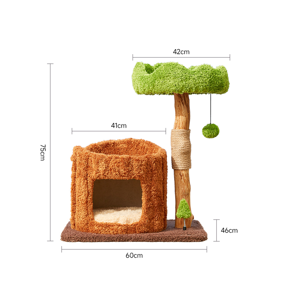 CMISSTREE Single-Level Tree Hollow Solid Wood Cat Tree - Image 11