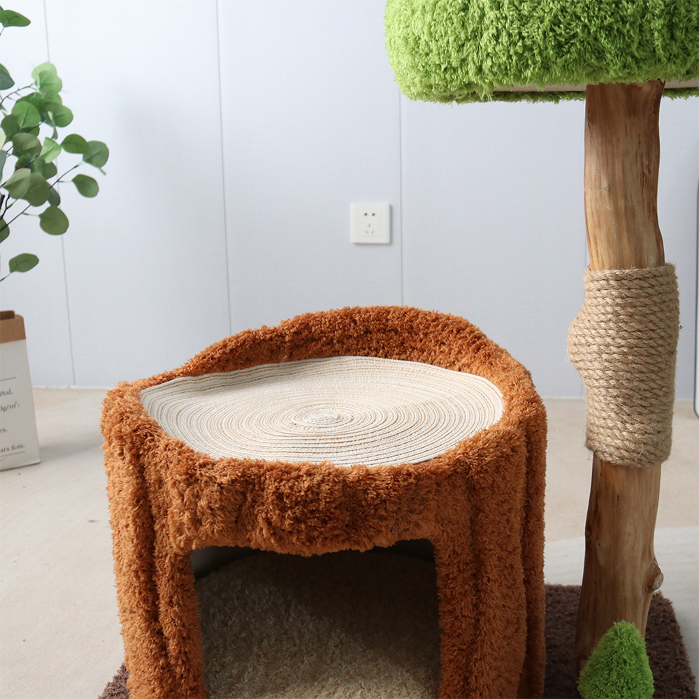 CMISSTREE Single-Level Tree Hollow Solid Wood Cat Tree - Image 2