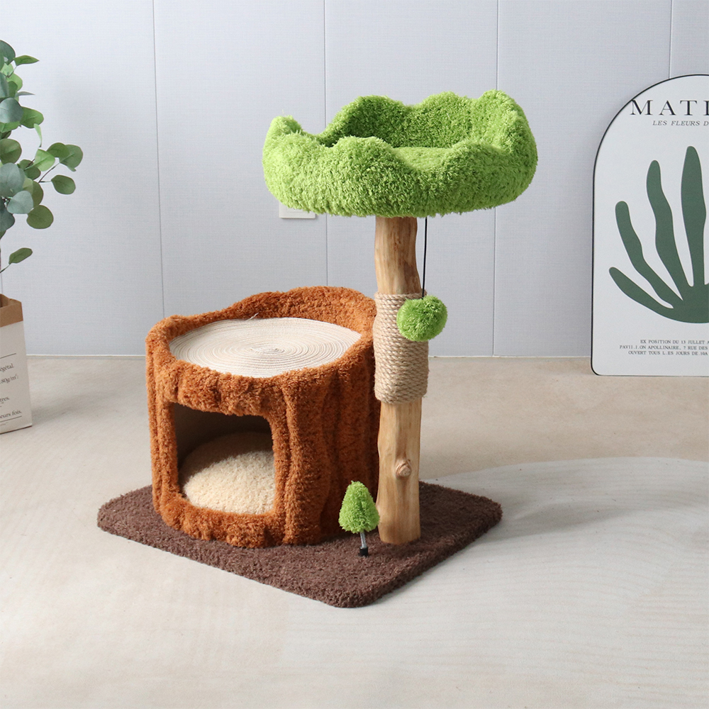 CMISSTREE Single-Level Tree Hollow Solid Wood Cat Tree - Image 10