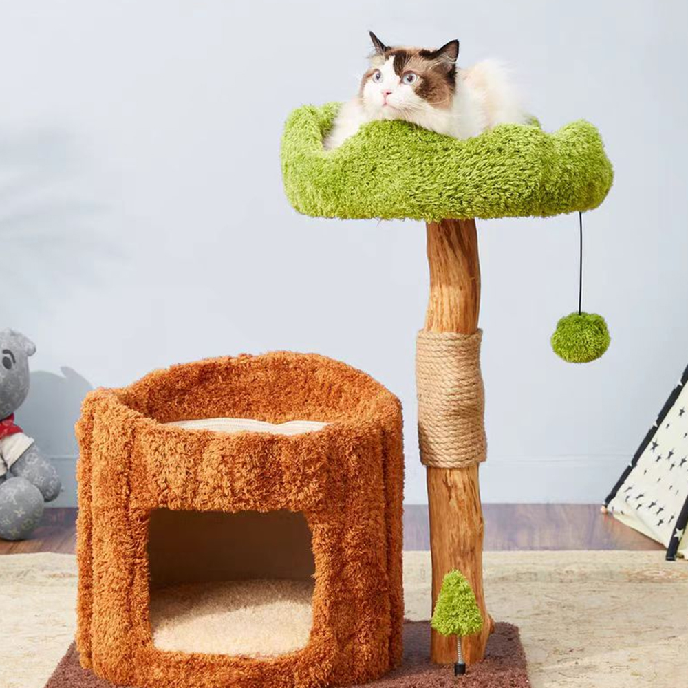 CMISSTREE Single-Level Tree Hollow Solid Wood Cat Tree - Image 9