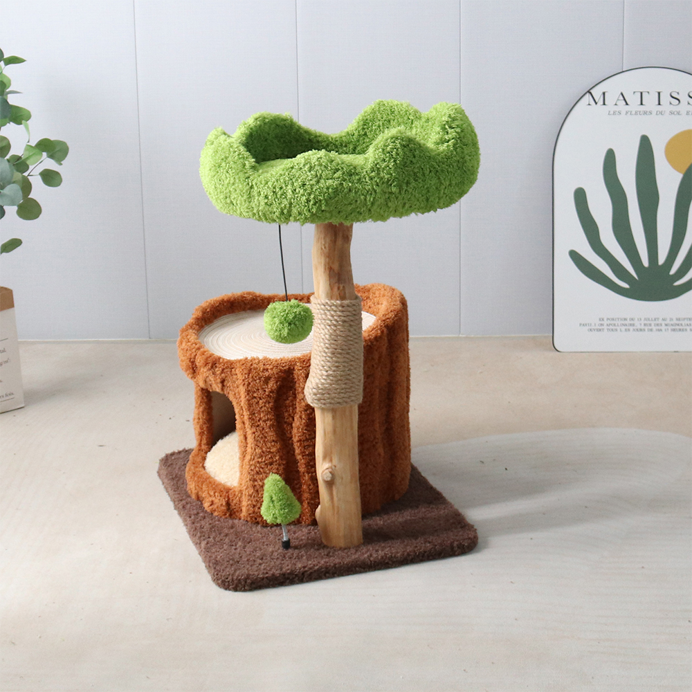 CMISSTREE Single-Level Tree Hollow Solid Wood Cat Tree - Image 6