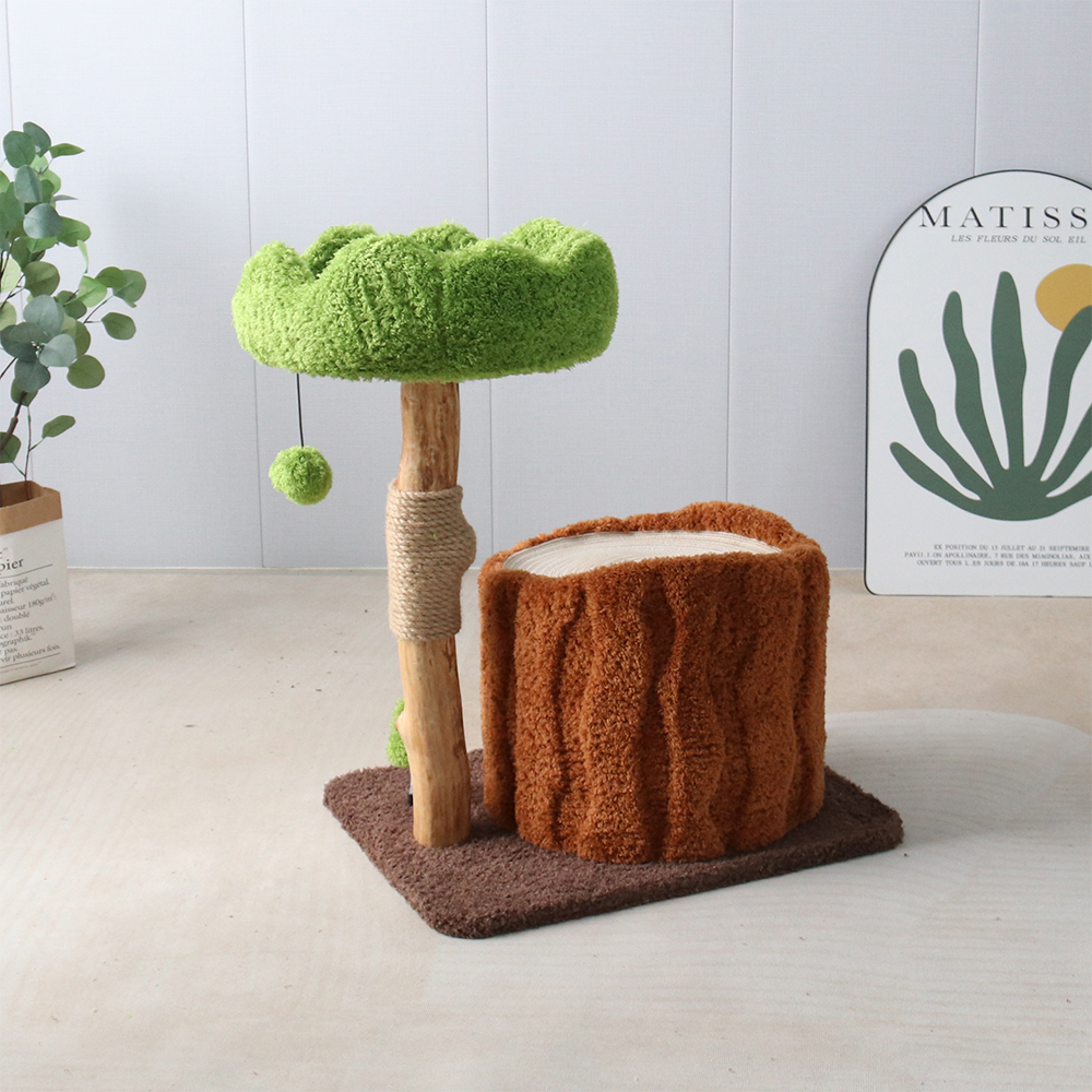 CMISSTREE Single-Level Tree Hollow Solid Wood Cat Tree - Image 5