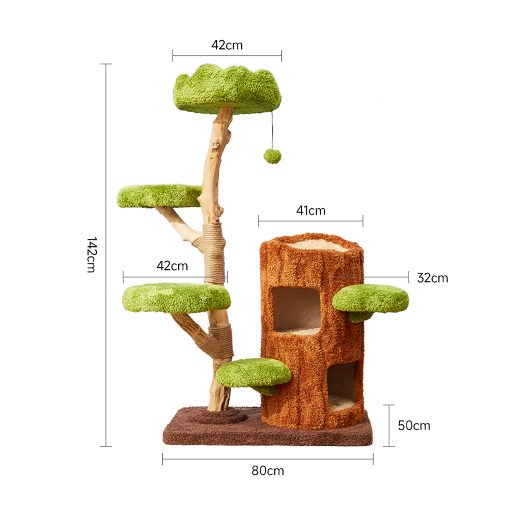 CMISSTREE Five-Level Tree Hollow Solid Wood Cat Tree - Image 12
