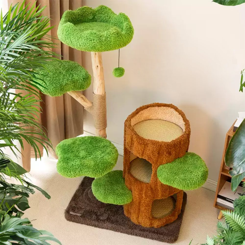 CMISSTREE Five-Level Tree Hollow Solid Wood Cat Tree - Image 2