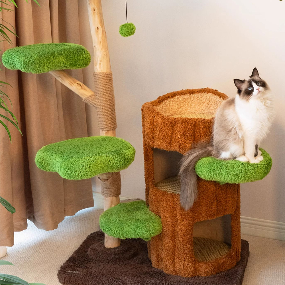 CMISSTREE Five-Level Tree Hollow Solid Wood Cat Tree - Image 9