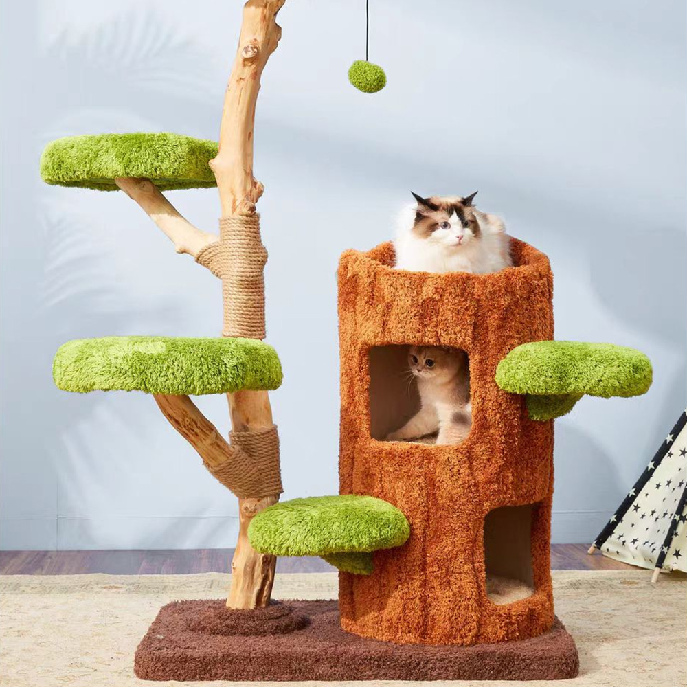 CMISSTREE Five-Level Tree Hollow Solid Wood Cat Tree - Image 7