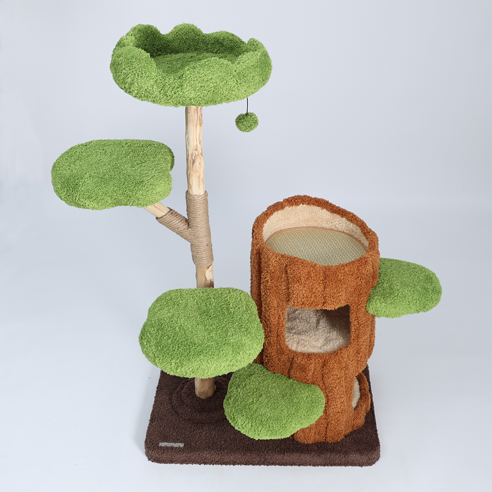 CMISSTREE Five-Level Tree Hollow Solid Wood Cat Tree - Image 4