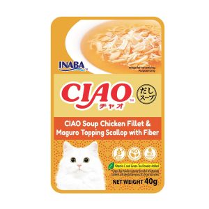 CIAO Soup Chicken Fillet & Maguro Topping Scallop with Fiber IC-218 40g