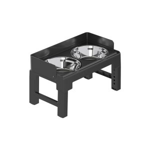 PAKEWAY Lifting Bowl With Five Height Adjustable(Two Steel Bowls)-Black