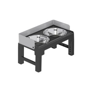 PAKEWAY Lifting Bowl With Five Height Adjustable(Two Steel Bowls)-Grey