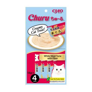 CIAO Churu Puree Cat Wet Treat White Meat Tuna With Fibre Hairball SC-101 14gx4