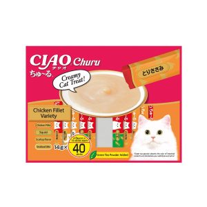 CIAO Churu Chicken Fillet Variety 40 Pcs (SC-73/SC-79/SC-126/SC-128) 14gx40