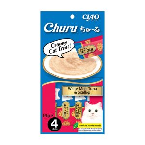 CIAO Churu Puree Cat Wet Treat -White Meat Tuna Scallop- 14G x 4