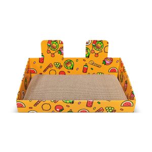 ZODIAC Yellow Cartoon Fruit Box Corrugated Cardboard Cat Scratcher 51x31x25.5cm