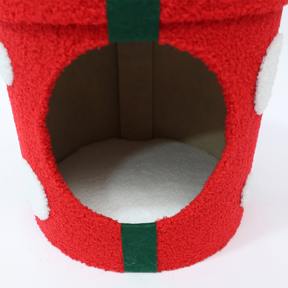 CATIO Christmas Gift Box Cat Bed With Scratching Pad 35x35x36cm - Image 3