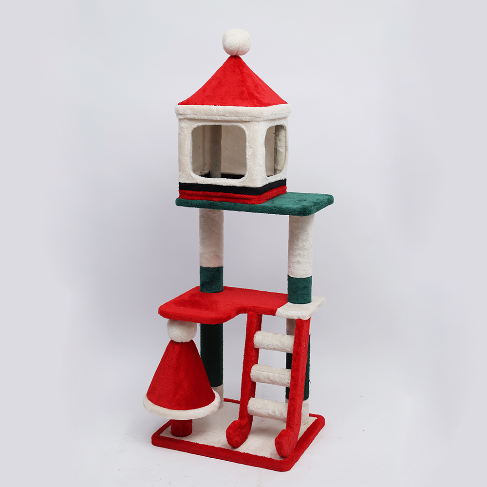 CATIO Christmas Palace Multi-level 3 Cat Tree with Cave 53x43x144cm - Image 3