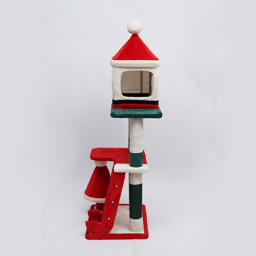 CATIO Christmas Palace Multi-level 3 Cat Tree with Cave 53x43x144cm - Image 4