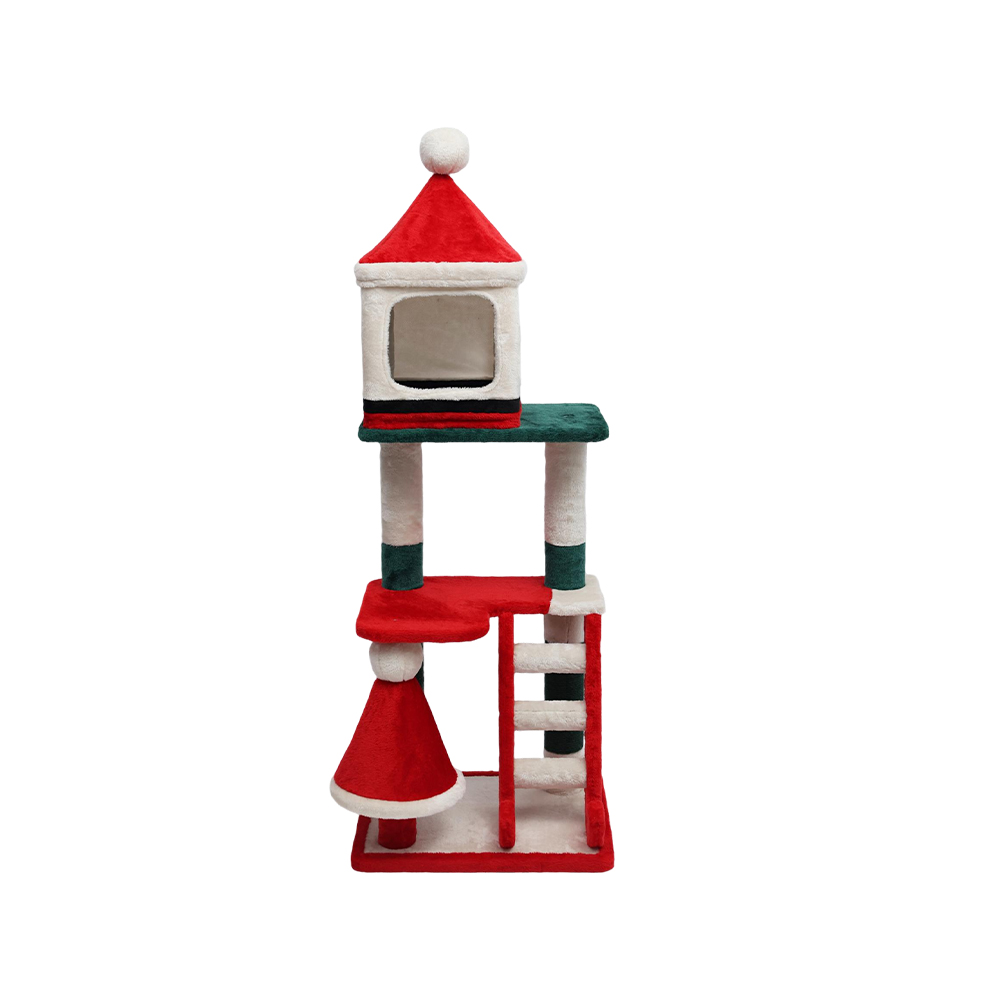 CATIO Christmas Palace Multi-level 3 Cat Tree with Cave 53x43x144cm
