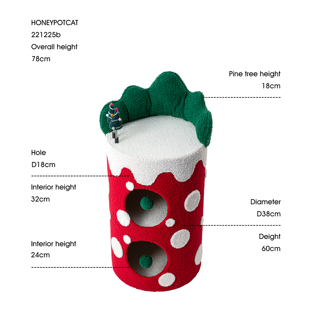 HONEYPOTCAT JingleJar Multi-Level Haven - Double Decker Cat Tower - 78.5cm 221225b - Image 4