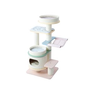 HONEYPOTCAT PURRING Multi-Tier Plush & Sisal Deluxe Cat Tree - 122cm - Macaron Edition mac182531mun